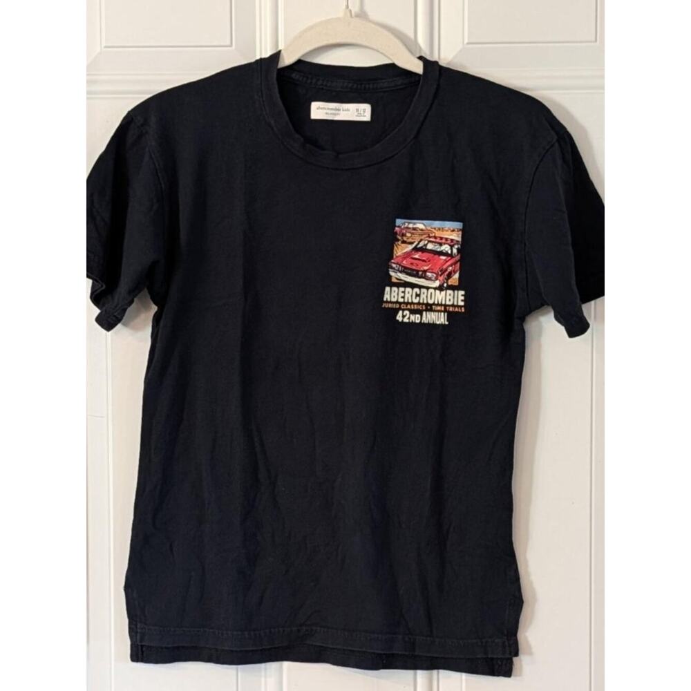 Abercrombie Kids Black Graphic T-Shirt Racing Car Tee Size 11/12